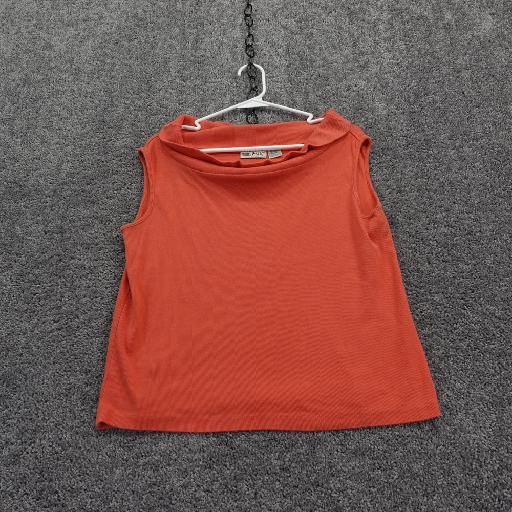 White Stag Tank Top Womens Large Burnt Coral Ribbed Stretch Sleeveless Shell
